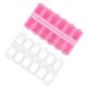 thumbnail image 5 of FELTECHELECTR Caja de almacenamiento de 2 piezas con 12 rejillas para uñas postizas, contenedor para suministros de decoración de uñas, para uso diario en el hogar (rosa + transparente), 5 of 6