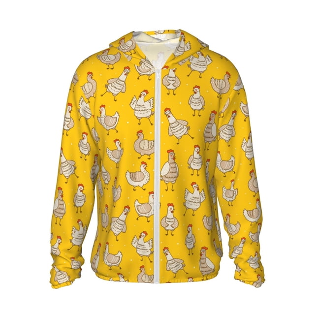 Balery Funny Chicken Sudadera ligera de manga larga con capucha y protección solar UPF 50+ para hombre y mujer, ideal para pesca y running-X-Large