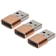 thumbnail image 4 of Paquete de 3 adaptadores de disco U USB 2.0 macho a tipo C hembra Adaptador USB a tipo C de metal para teléfono móvil portátil (dorado), 4 of 5
