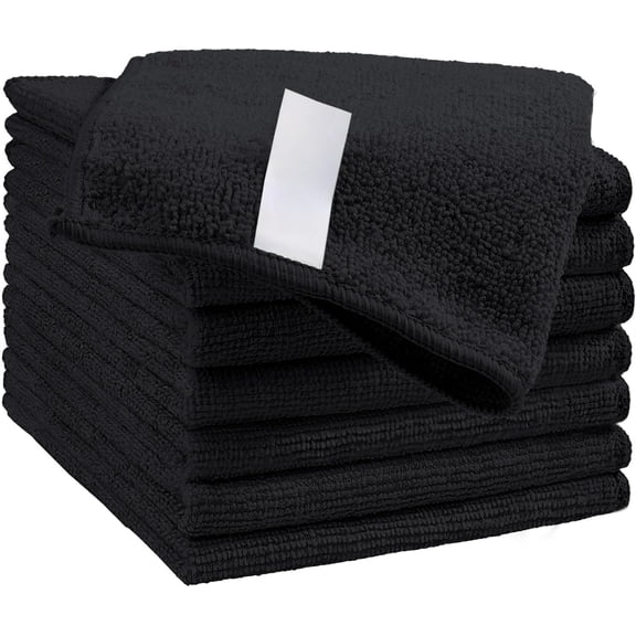 Black Microfiber Cleaning Cloth, 8 Pack Cleaning Towels for Kitchen, Lint Free, Scratch-Free, Highly Absorbent, and Reusable Cleaning Rags for House, Window and Glass, Cars, 11.5 X11.5 inch