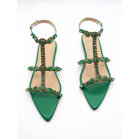 

Rhinestone Decor Ankle Strap Sandals Women‘s Shoes Women‘s Footwear