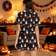 thumbnail image 6 of XINPING Women Halloween Pajamas Halloween Print Notch Lapel Short Sleeve Pajama Shorts Two Piece Outfit XL, 6 of 7