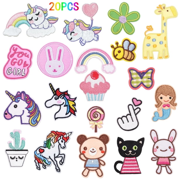 20 pegatinas bordadas de princesas de dibujos animados para ropa infantil, accesorios de decoración para niñas, pegatinas bordadas por computadora, parche de respaldo, capítulo de parches.