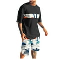 thumbnail image 1 of Mangas de Mano para Hombres, Impresión Hawaiana Suelta Casual, Pantalones Cortos Deportivos de Cintura Elástica Y Set de Blusa, 1 of 5