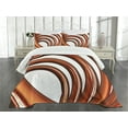 thumbnail image 3 of Ambesonne Abstract Quilted Bedspread Set 3 Pcs, Helix Coil Spiral Swirled, King Size, Dark Orange White, 3 of 5