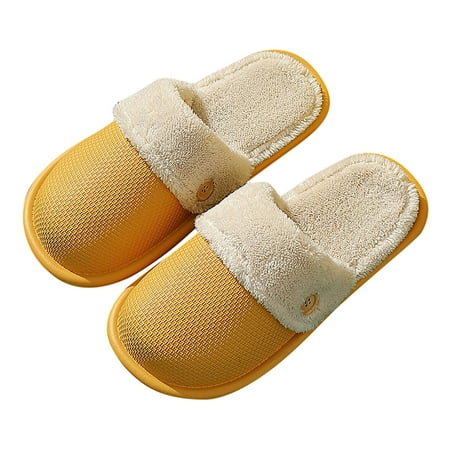 

Penkiiy Women Winter Closed Toe Slippers Plush Home Slides Warm Water Proof Flat Men Cotton SlippersWinter Slippers for Women and Girls