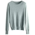 thumbnail image 4 of longantii Sweater for Women Crewneck Plain Soft Loose Fit Basic Cozy Knit Sweater Trendy Comfy Womens Sweaters Pullovers Mint Green M, 4 of 4