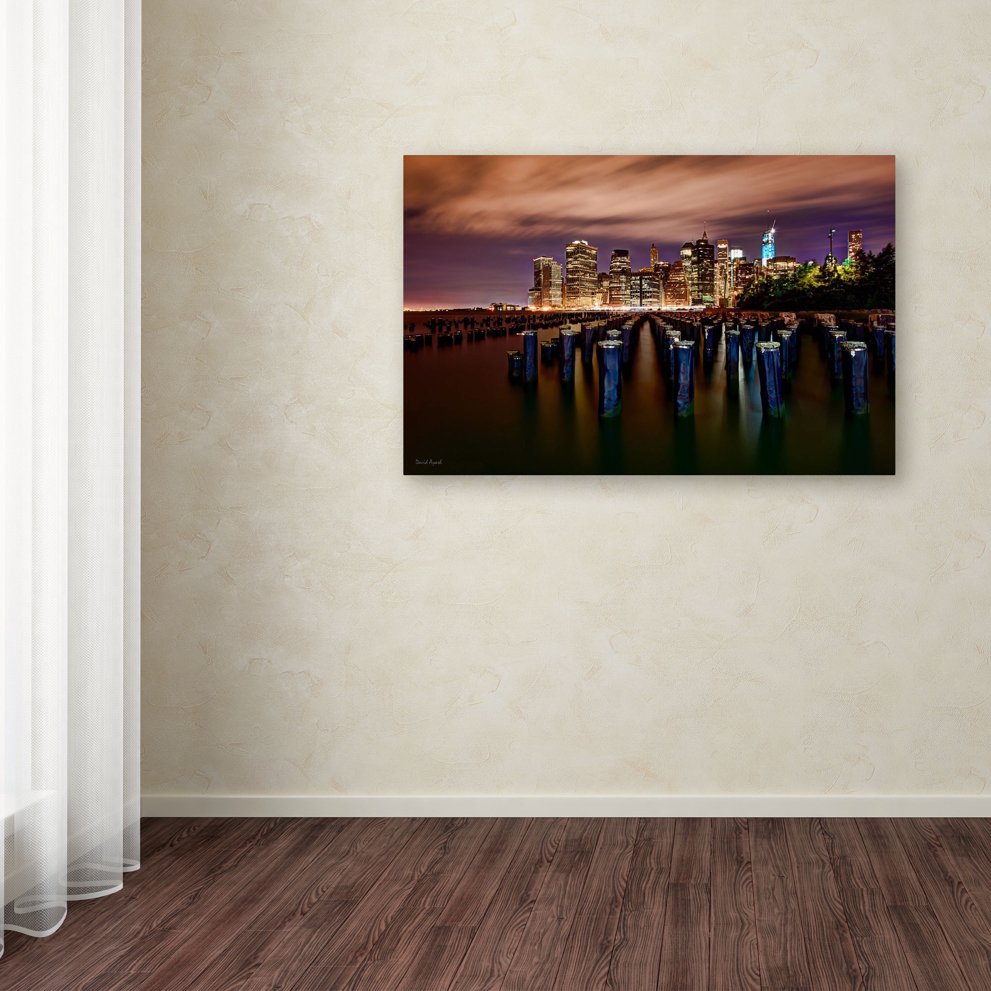 Trademark Fine Art "Brooklyn Bridge Park and Financial District - VI" Canvas Art by David Ayash