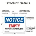 thumbnail image 2 of (2 Pack) Empty Nitrogen Cylinders OSHA Notice Sign 10 Inch X 7 Inch Plastic Sign, Weather Resistant, UV Protected for Workplace, Business, and Construction Site, Made in the USA, 2 of 8