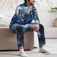 thumbnail image 7 of Susaid Futuristic Blue Light White Tiger Print Men's Long Sleeve Pajama Set, Two-Piece Button-Down Loungewear PJs Set, Comfortable Sleepwear for Relaxation-Large, 7 of 7