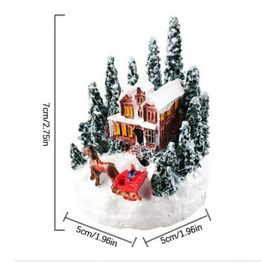 Hot Sale！Light Up Village Houses LED Lights Christmas Town Scene Display Tiny Resin Figurines Building Sets Christmas Decor Table Ornaments Xmas Collection,Resin Houses