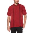 thumbnail image 1 of Cubavera Hommes Empiècements Manches Courtes avec Pick Stitch Chemise, Vélo Rouge, Petit, 1 of 3