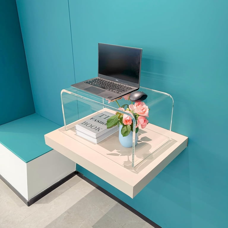 Clear Acrylic Side Table Set Of 2 – C-Shape End Table, 24”H X 14”W X 12”D – Modern Bedside, Laptop, Living Room Table