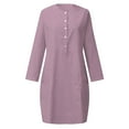 thumbnail image 4 of ZQUUVOU Women's Dress Solid Color Button Down Crew Neck Half Sleeve Knee-Length Casual Dress Rose Gold,XL, 4 of 5