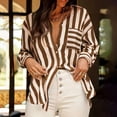 thumbnail image 5 of Guluxicc Women's Striped Shirts with Pocket Loose Long Sleeve V Neck Beach Tops for Summer Vacation Outfits, 5 of 6