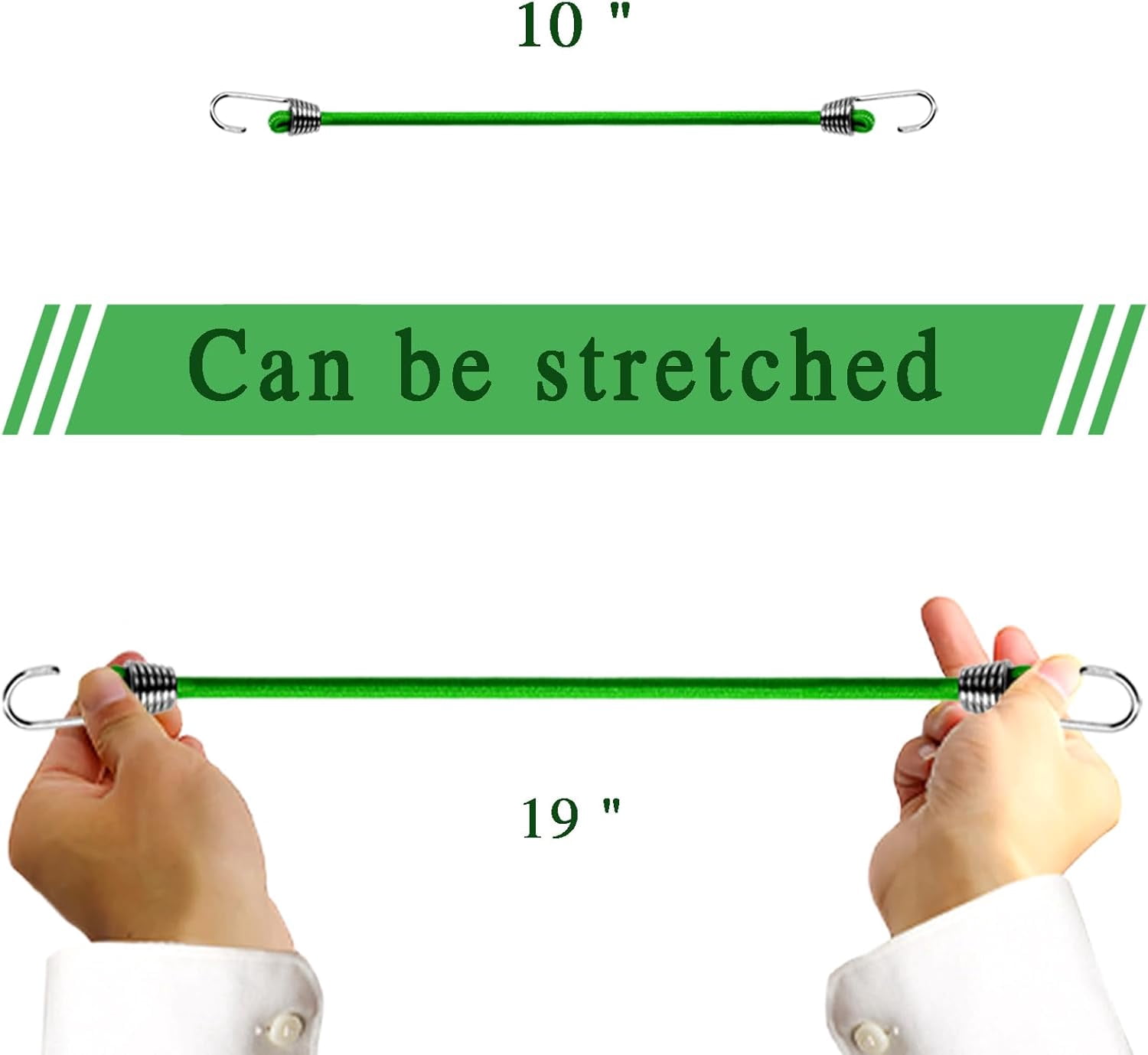 30 Pack Small Bungee Cords with Hooks, 10 Inch Bungee Cords with Hooks, Tents, Tarps, Bikes, RV,Luggage Roof Racks, Cargo, Green