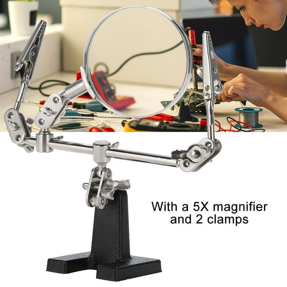Helping Hands, Strong Durable Hand Helping Tool with 5x Adjustable Magnifying Glass and 2 Clamps Free Your Hands While Positioning Them Exactly Where You Need Them