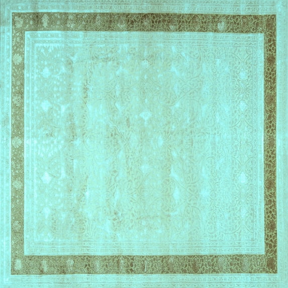 Ahgly Company Indoor Square Persian Light Blue Traditional Area Rugs, 8' Square