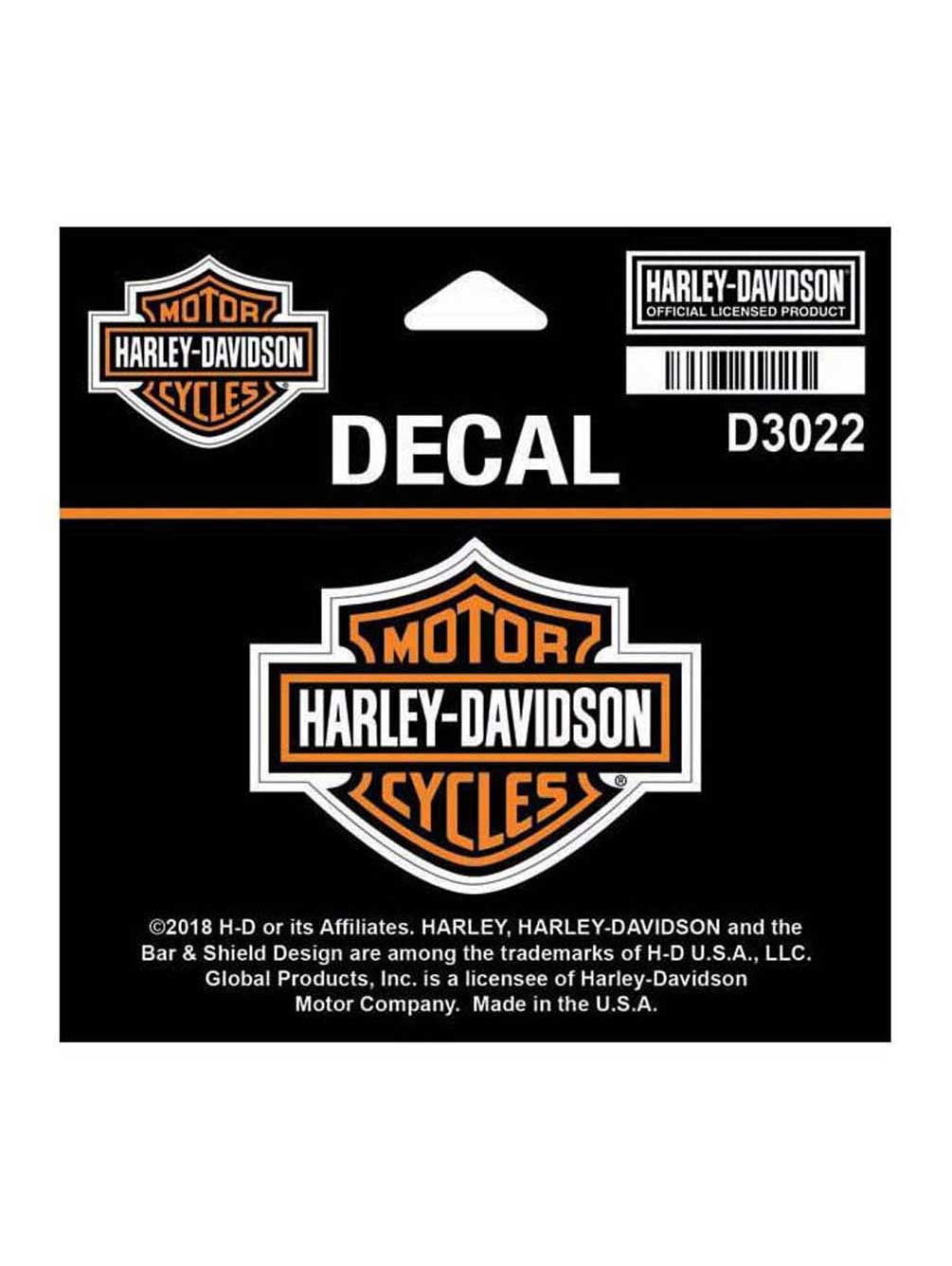 SM 2.25 x 1.75 inches D3022 Harley-Davidson Bar & Shield Logo Orange Decal 