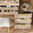 thumbnail image 4 of 7-Drawer Vanity Desk with LED Mirror & Carved Details, Fluted Makeup Table with Metal Legs and PU Stool, Carved Dressing Table with Jewelry Storage for Bedroom, 4 of 10