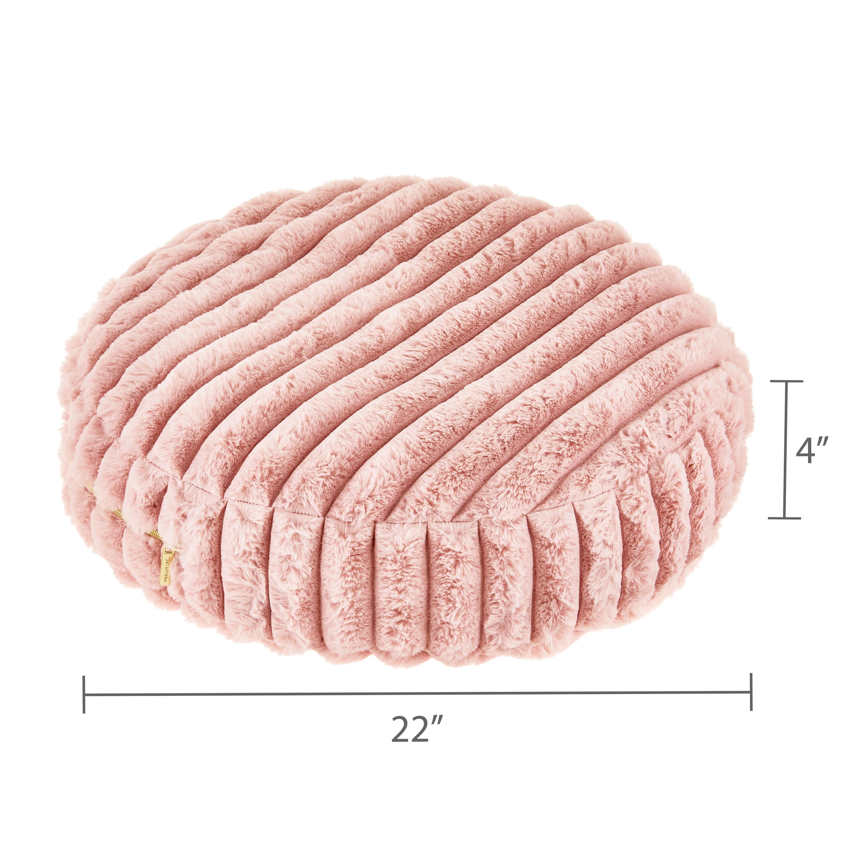 Vibrant Life Small Round Ribbed Orthopedic Dog Bed, Pink, 22"