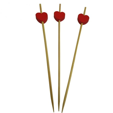 

FRCOLOR 100Pcs Bamboo Fruit Picks Disposable Cocktail Toothpicks Food Sandwich Pick Sticks Party Supplies (Red)