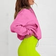 thumbnail image 4 of Baberdicy Quarter Zip Pullover Women, Women's Stand up Collar Half Zip Hem Drawstring Casual Fleece Hoodie Pullover Sweaters for Women Pink, 4 of 6