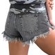 thumbnail image 5 of Pantalones cortos de mezclilla cortados para mujer, pantalones cortos desgastados y deshilachados, lindos pantalones cortos rasgados de talle medio, cómodos y elásticos, 5 of 5