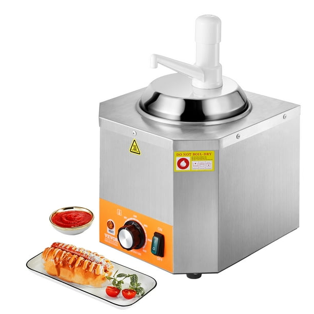 VEVOR Dispensador de queso electrico de 2,4 l con bomba, calentador comercial de salsa de chocolate caliente, 30-110 °C