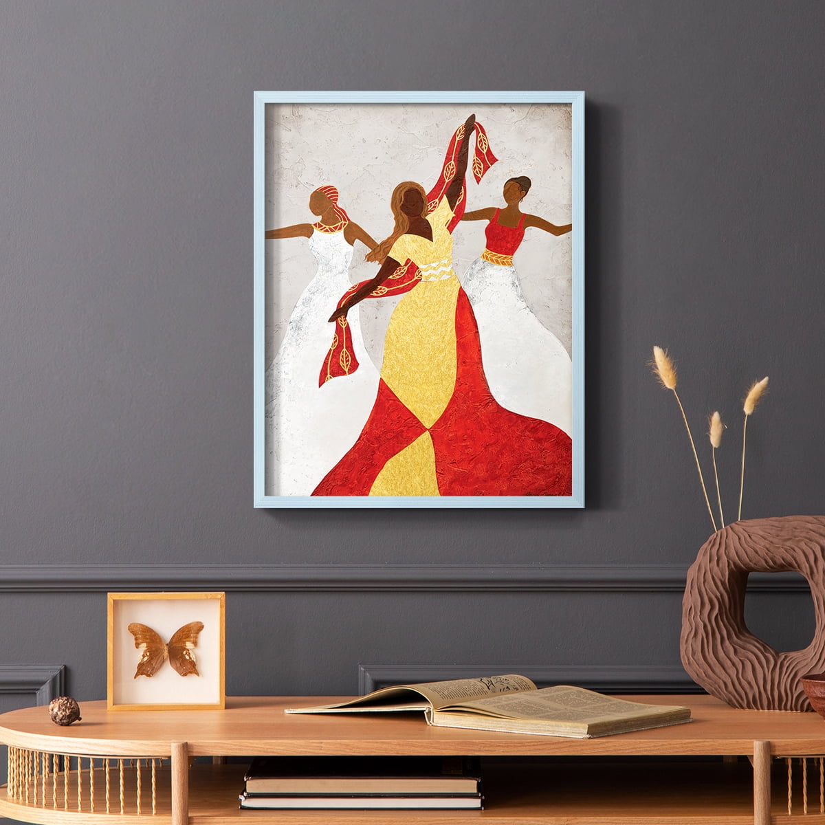 Golden Celebration in Blue Solid Wood 8 x 10 Framed Print