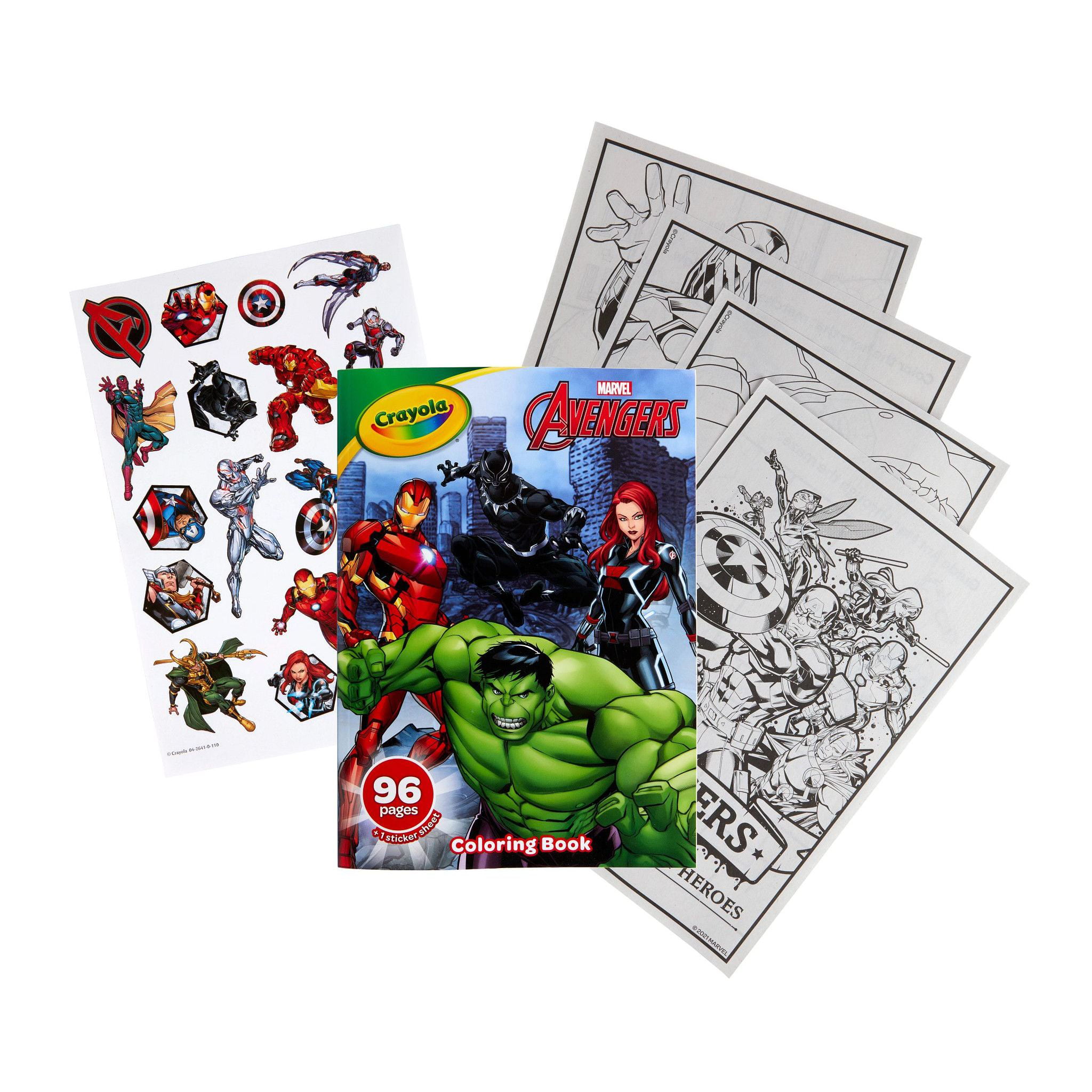 Crayola Avengers Coloring Book with Stickers, Gift for Kids, 20 ...