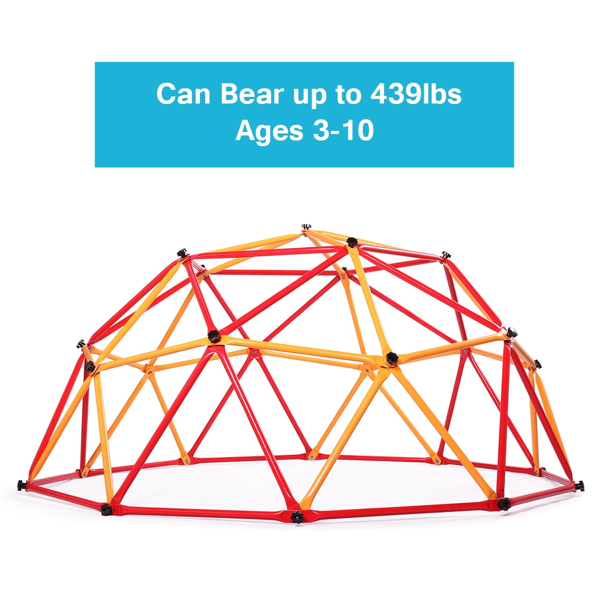 TOBBI Outdoor Dome Climber Backyard Playsets Jungle Gym Climbing Frame with 375 LBS Capacity for Kids Ages 3-10,Blue and Yellow