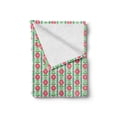 thumbnail image 2 of Flower Soft Flannel Fleece Throw Blanket, Nordic Style Flourishing Flowers and Leaves Folk Art Composition, Cozy Plush for Indoor and Outdoor Use, 50" x 70", Apple Green Vermilion, by Ambesonne, 2 of 6