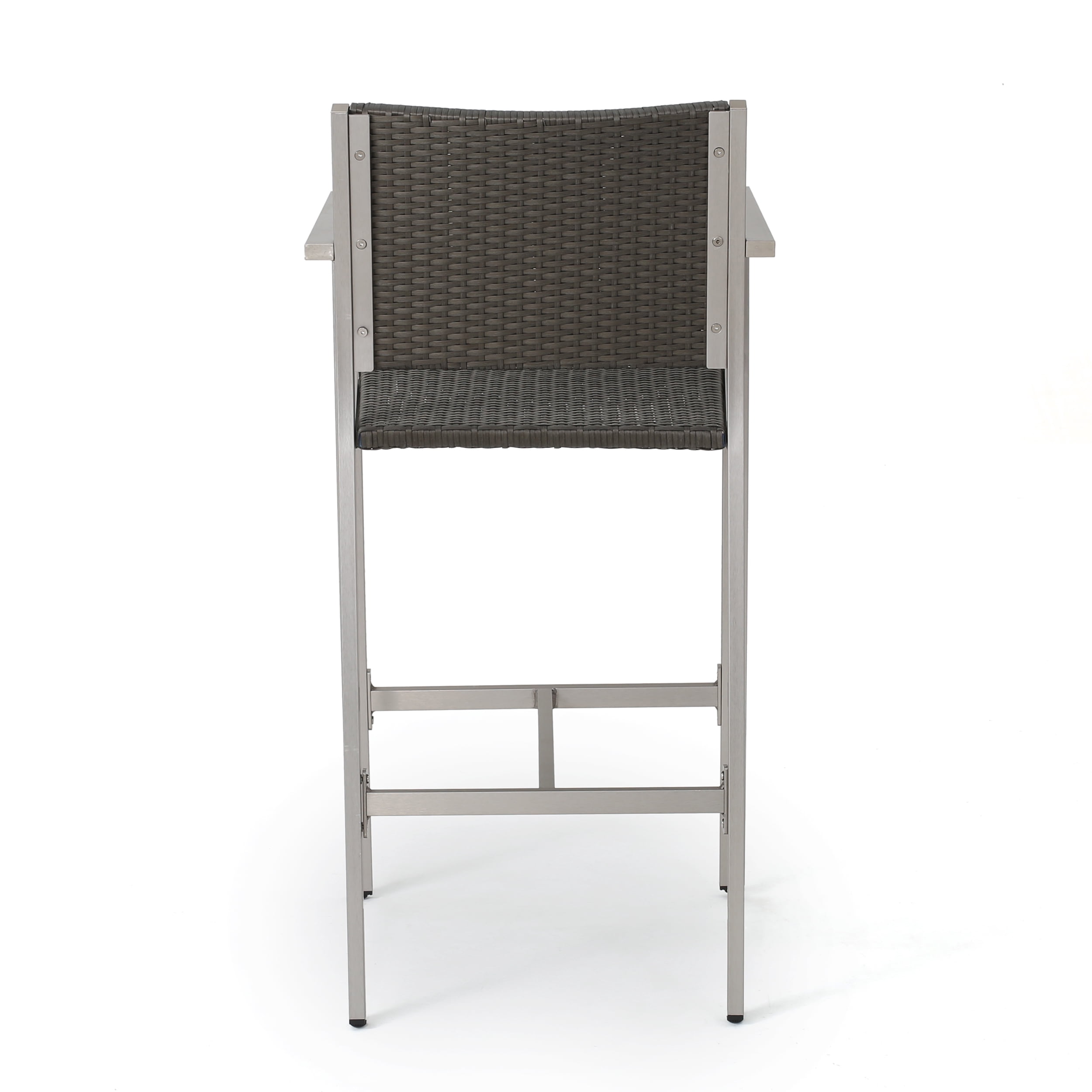 Miller Outdoor Wicker Barstools, Set of 2, Grey