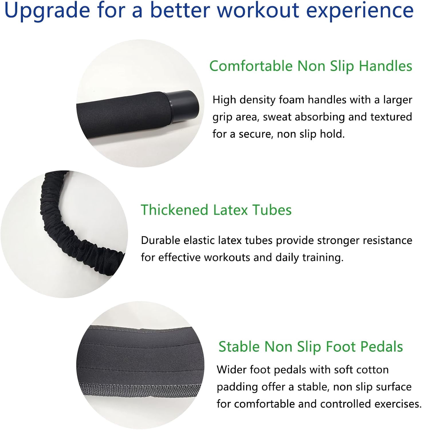 ABCISI Portable Pedal Resistance Band with Handles, Foot Pedal Exercise Band with Soft Foam & Thick Latex Tubes for Home Full-Body Workout, Multifunctional Trainer for Abs, Arms, Legs and Core
