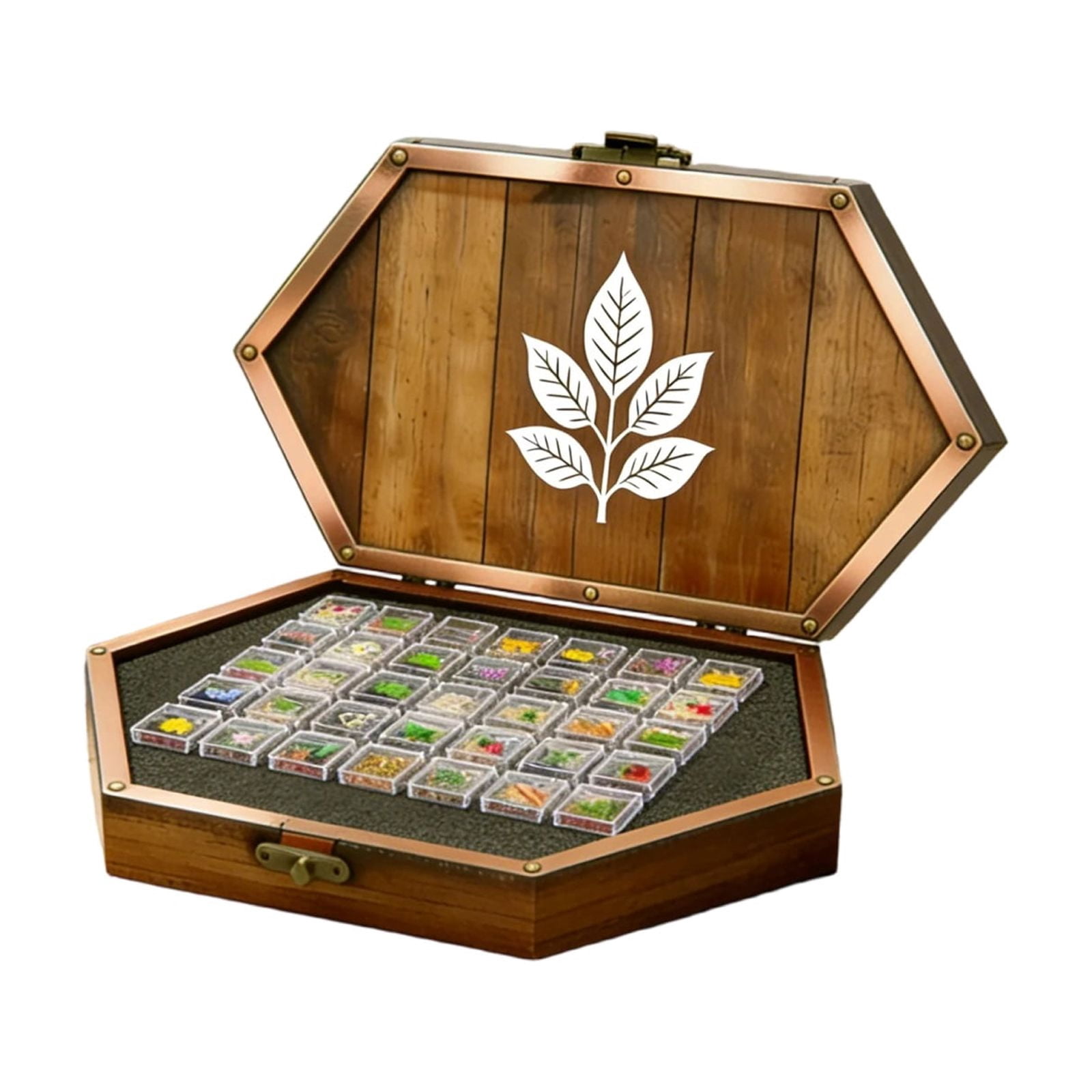 Seed Organizer Box Made of Wood, Gardening Storage Solution for Seeds, Versatile Craft Bead and Small Hardware Organizer Case D038