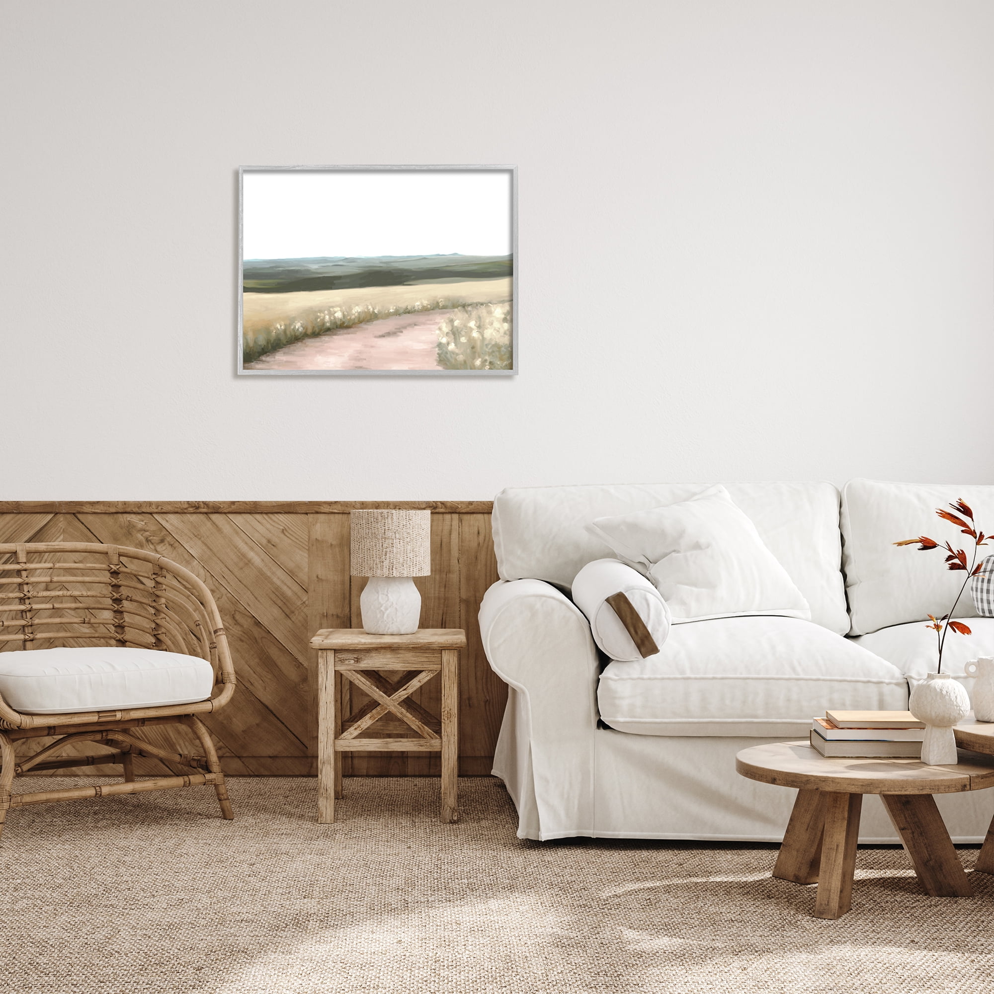 Stupell Industries Country Trail Scenery Nature Painting Gray Framed Art Print Wall Art, 30 x 24