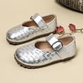 thumbnail image 3 of Girls Mary Jane School Dress Shoes for Little Big Kid Uniform Chunky Heel Closed Round Toe Flats Wedding Formal School Uniform Shoes Silver 23, 3 of 5