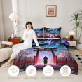 thumbnail image 3 of Metsweet Galaxy Gradient Dragon Full Size Comforter Sets 3-Piece, Japanese Samurai Sakura Bedding Comforter Set, Blue Purple Red Black,Black Reversible,1 Comforter and 2 Pillowcases, 3 of 6