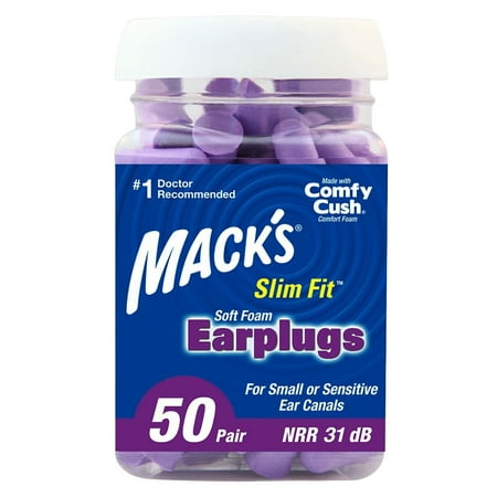 Mack's Slim Fit Soft Foam Earplugs, 50 Pair - Small Ear Plugs for Sleeping, Snoring, Traveling, Concerts, Shooting Sports & Power Tools