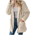 thumbnail image 6 of Zpanxa Women's Fleece Lined Winter Jacket Stand Collar Long Sleeve Belted Waist Coat with Pockets for Casual Office Wear Beige L, 6 of 8