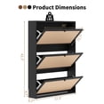 thumbnail image 5 of YOCWO Shoe Storage Cabinet with 3 Flip Doors for Entryway, Free Standing Linen Shoe Organizer with Open Shelf, Black, 5 of 6
