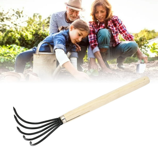 Rastrillo de Mano para Jardín, Rastrillo de Garra para cultivador manual, 5 Púas de acero Cultivador de Garra Rastrillo para Almejas Cultivador Manual para Labrar, plantar, plantar,