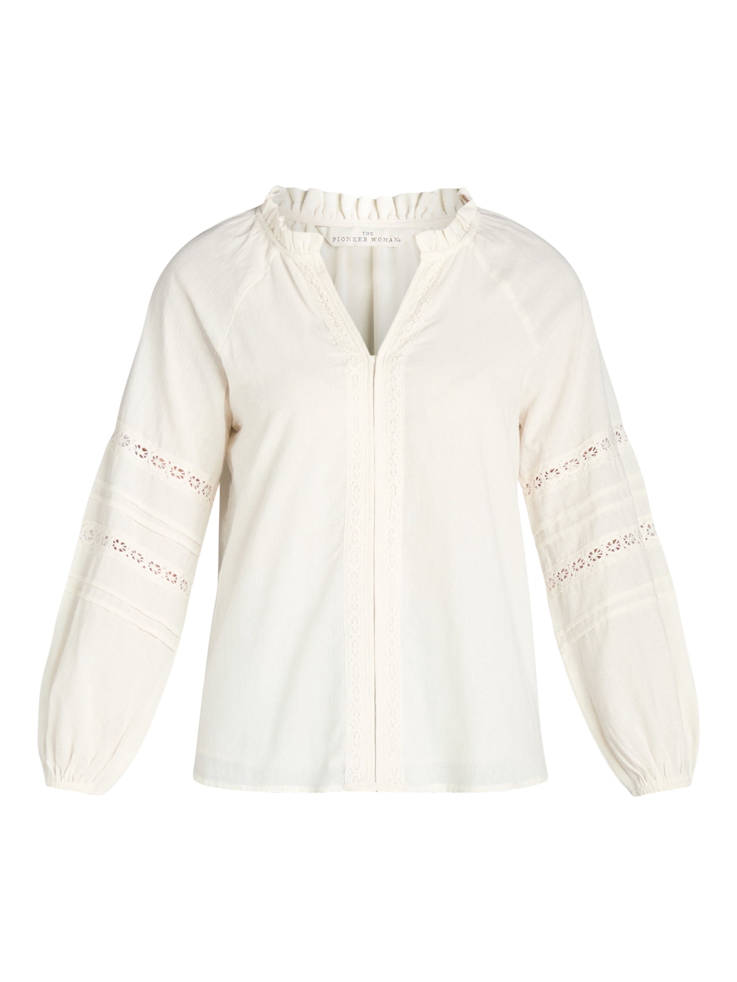 PW LACE TRIM PEASANT BLOUSE