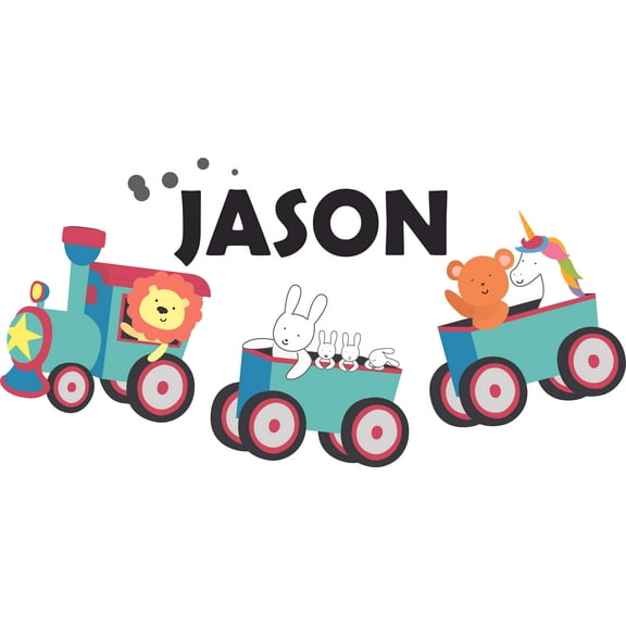 Trains Animals Adventure Unicorn Lion Customized Wall Decal - Custom Vinyl Wall Art - Personalized Name - Baby Girls Boys Kids Bedroom Wall Decal Room Decor Wall Stickers Decoration Size (20x40 inch)