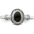 thumbnail image 5 of Sterling Silver Rhodium-Plated With Black Oval Onyx Stone Ring (Size 7) Made In Thailand qr7011-7, 5 of 5