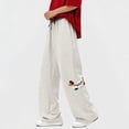 thumbnail image 5 of Womens Sweatpants Elastic Waist Side Pocket Solid Loose Sport Casual Wide Leg Sweatpants Women Grey M, 5 of 7
