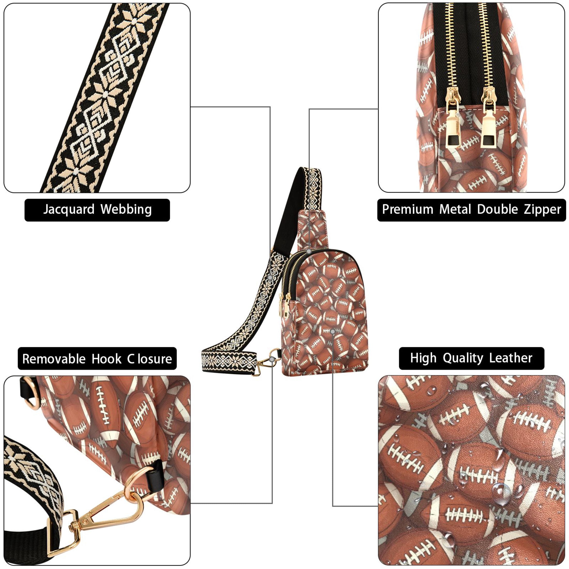 ALAZA Football Rugby Ball Sling Bag for Women Men Waterproof Crossbody Chest Bags