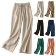 thumbnail image 6 of Lovskoo Wide Leg Pants for Women Cotton and Linen Summer Loose High Waisted Slim Solid Color Pants Beige, 6 of 6