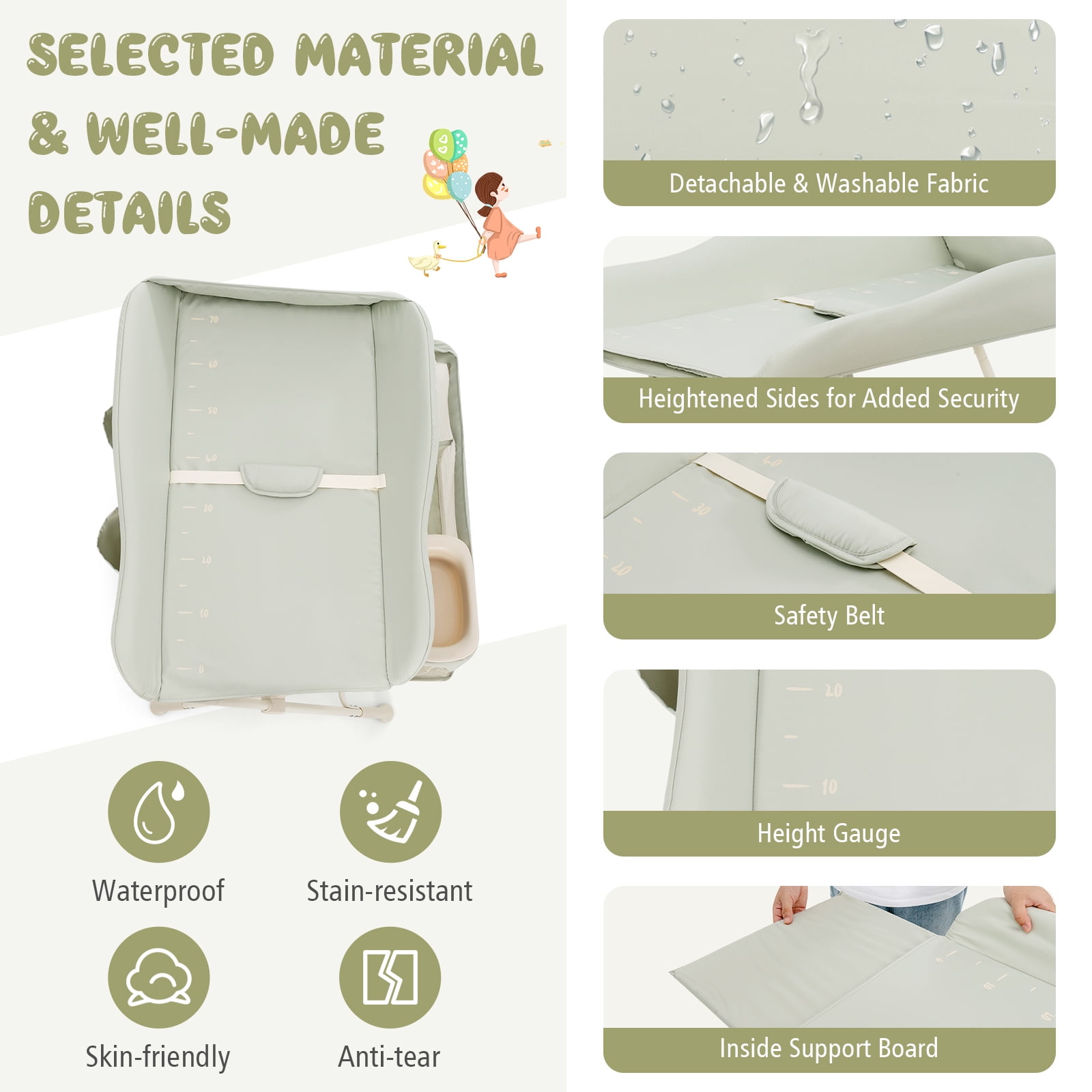 Infans Baby Diaper Changing Table Folding Newborn Nursery Organizer W/Water Basin Wheel